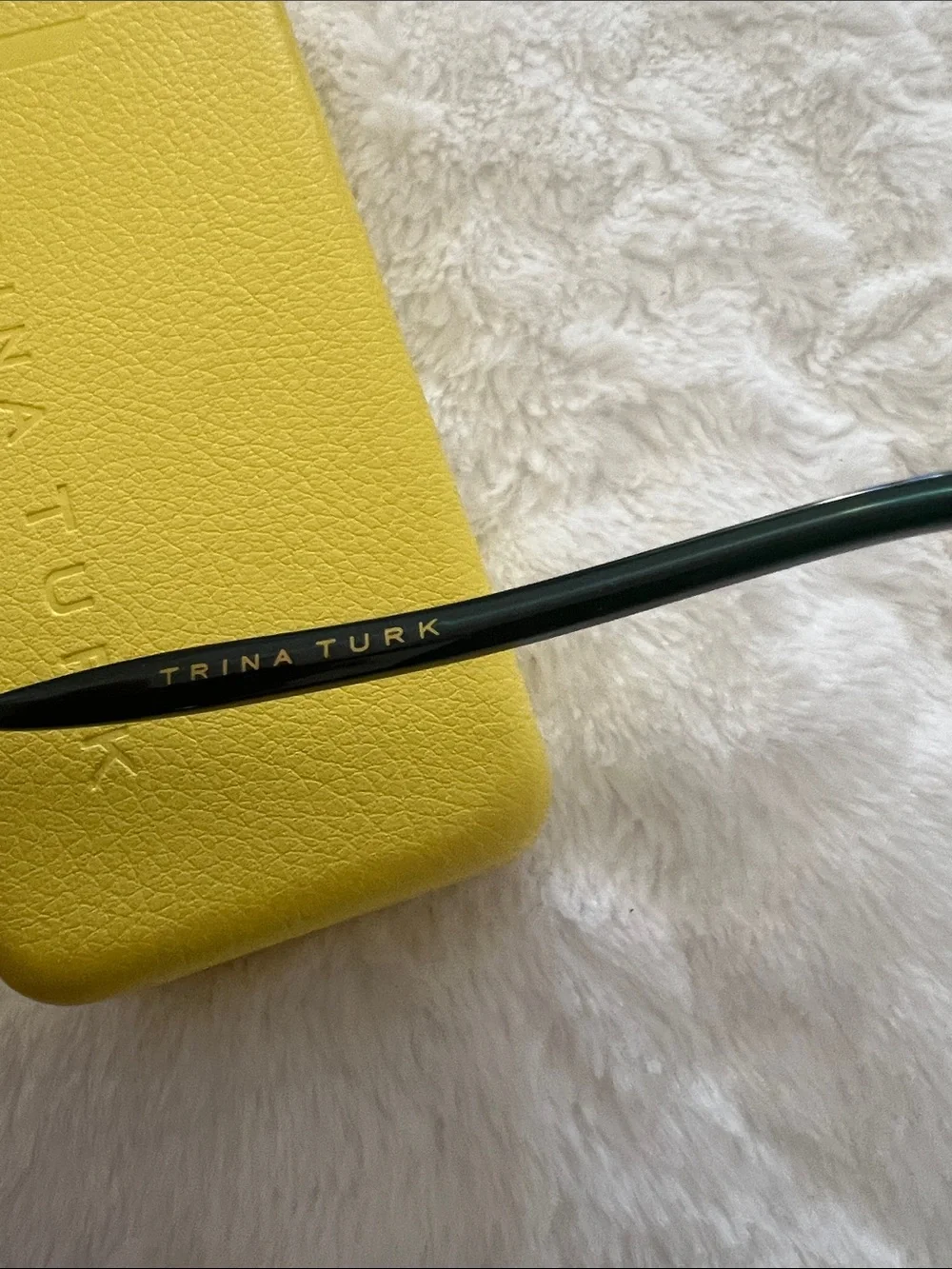 Trina Turk Women's Emerald Green Semi-Rimless Glasses with Gold Accents (Frames)